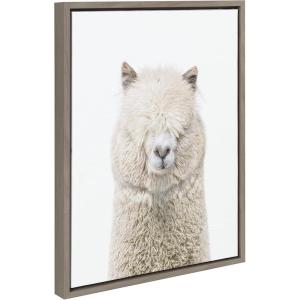 image:imageKate and Laurel Sylvie Alpaca Fluff Framed Canvas Wall Art by Amy Peterson Art Studio 18x40 Gray Decorative Animal Art for WallGray