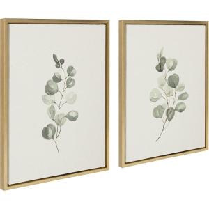 image:imageKate and Laurel Sylvie Eucalyptus 4a amp Eucalyptus 4b Framed Canvas Wall Art Set by Maja Mitrovic of Makes My Day Happy 2 Piece 18x24 Gold Chic Greenery Wall DcorGold