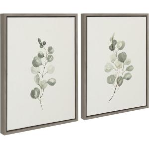 image:imageKate and Laurel Sylvie Eucalyptus 4a amp Eucalyptus 4b Framed Canvas Wall Art Set by Maja Mitrovic of Makes My Day Happy 2 Piece 18x24 Gold Chic Greenery Wall DcorGray