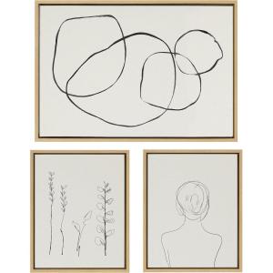 image:imageKate and Laurel Sylvie Going in Circles Grow and Minimalist Woman Framed Linen Textured Canvas Wall Art Set by Teju Reval of SnazzyHues Set of 3 Bright Gold Frames Abstract Art for WallNatural
