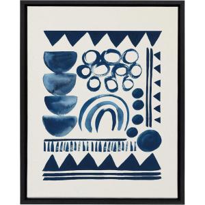 image:imageKate and Laurel Sylvie Indigo Abstract Framed Linen Textured Canvas Wall Art by Teju Reval 18x24 Black Beautiful Abstract Modern Wall DecorBlack