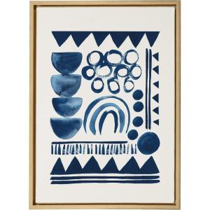 image:imageKate and Laurel Sylvie Indigo Abstract Framed Linen Textured Canvas Wall Art by Teju Reval 18x24 Black Beautiful Abstract Modern Wall DecorGold