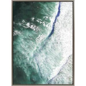 image:imageKate and Laurel Sylvie Paddle Out Framed Canvas Wall Art by Rachel Dowd 28x38 Gray Coastal Art for Wall