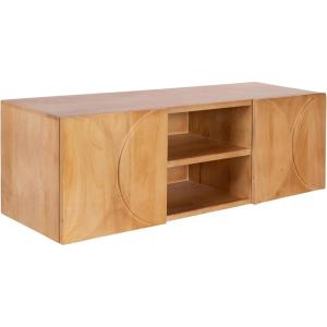image:imageKate and Laurel Townsend Modern Floating Media Cabinet 36 x 12 x 12 Natural Wood Decorative Geometric Floating Console Table with Storage for Use as Living Room Storage or WallMounted Bar Cabinet
