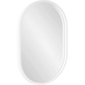 image:imageKate and Laurel Travis Modern Capsule Wall Mirror 20 x 30 White Chic Geometric Wall Hanging Mirror for Display