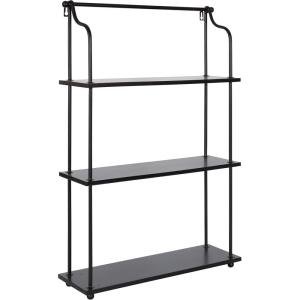 image:imageKate and Laurel Walters Modern 3Tier Hanging Shelf 21 x 32 Black Decorating Wall Mounted Storage Shelf for WallBlack
