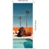 image:imageKate and Laurel Bison Chilling by the Pool in California Framed Canvas Wall Art by Michael Schauer 18 x 40 Sylvie White Coastal Animals Beach Americana Art for Wall Decor Living Room Bedroom