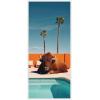 image:imageKate and Laurel Bison Chilling by the Pool in California Framed Canvas Wall Art by Michael Schauer 18 x 40 Sylvie White Coastal Animals Beach Americana Art for Wall Decor Living Room Bedroom