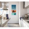 image:imageKate and Laurel Bison Chilling by the Pool in California Framed Canvas Wall Art by Michael Schauer 18 x 40 Sylvie White Coastal Animals Beach Americana Art for Wall Decor Living Room Bedroom