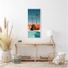 image:imageKate and Laurel Bison Chilling by the Pool in California Framed Canvas Wall Art by Michael Schauer 18 x 40 Sylvie White Coastal Animals Beach Americana Art for Wall Decor Living Room Bedroom