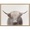 image:imageKate and Laurel Blake Hey Dude Highland Cow Color Framed Printed Glassl Wall Art by The Creative Bunch Studio 18x24 Natural Farmhouse Animal ArtNatural
