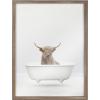 image:imageKate and Laurel Blake Highland Cow Solo Bathtub Framed Printed Glass Wall Art by Amy Peterson 18x24 Gray Adorable Animal Art for WallGold