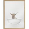 image:imageKate and Laurel Blake Highland Cow Solo Bathtub Framed Printed Glass Wall Art by Amy Peterson 18x24 Gray Adorable Animal Art for WallNatural