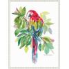 image:imageKate and Laurel Bright Parrot in the Greens Framed Canvas Wall Art by Patricia Shaw 18 x 24 Sylvie Beaded White Whimsical Animals Nature Tropical Art for Wall Decor Living Room Bedroom