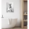image:imageKate and Laurel Bunny Bathroom Art Towel Robe Black and White Framed Canvas Wall Art by The Creative Bunch Studio 18 x 24 Sylvie White Whimsical Animals Bathroom Art for Wall Decor Living Room