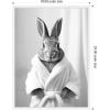 image:imageKate and Laurel Bunny Bathroom Art Towel Robe Black and White Framed Canvas Wall Art by The Creative Bunch Studio 18 x 24 Sylvie White Whimsical Animals Bathroom Art for Wall Decor Living Room
