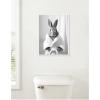 image:imageKate and Laurel Bunny Bathroom Art Towel Robe Black and White Framed Canvas Wall Art by The Creative Bunch Studio 18 x 24 Sylvie White Whimsical Animals Bathroom Art for Wall Decor Living Room