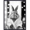 image:imageKate and Laurel Bunny Glam Bathroom Art Towel Robe Black and White Framed Canvas Wall Art by The Creative Bunch Studio 18 x 24 Sylvie Beaded Black Whimsical Animals Bathroom Art for Wall Decor