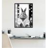 image:imageKate and Laurel Bunny Glam Bathroom Art Towel Robe Black and White Framed Canvas Wall Art by The Creative Bunch Studio 18 x 24 Sylvie Beaded Black Whimsical Animals Bathroom Art for Wall Decor
