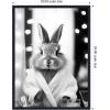 image:imageKate and Laurel Bunny Glam Bathroom Art Towel Robe Black and White Framed Canvas Wall Art by The Creative Bunch Studio 18 x 24 Sylvie Beaded Black Whimsical Animals Bathroom Art for Wall Decor
