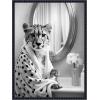 image:imageKate and Laurel Cheetah Glam Bathroom Towel Robe Black and White Framed Canvas Wall Art by The Creative Bunch Studio 18 x 24 Sylvie Beaded Black Black amp White Animals Bathroom Art for Wall Decor