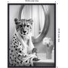 image:imageKate and Laurel Cheetah Glam Bathroom Towel Robe Black and White Framed Canvas Wall Art by The Creative Bunch Studio 18 x 24 Sylvie Beaded Black Black amp White Animals Bathroom Art for Wall Decor