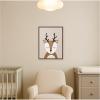image:imageKate and Laurel Framed Canvas Wall Art Print Deer by July Art Prints 18 x 24 Sylvie Walnut Frame Whimsical Kid Art for Wall Decor
