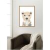 image:imageKate and Laurel Framed Canvas Wall Art Print Polar Bear by Madeline Jeppesen 18 x 24 Sylvie Walnut Frame Whimsical Animal Art for Wall DecorSylvie Natural