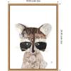 image:imageKate and Laurel Framed Canvas Wall Art Print Raccoon by Madeline Jeppesen 18 x 24 Sylvie Natural Frame Whimsical Animal Art for Wall DecorSylvie Natural