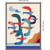 image:imageKate and Laurel Framed Canvas Wall Art Print Seagulls Coastal Vibes by Rachel Lee 18 x 24 Sylvie Walnut Frame Whimsical Abstract Art for Wall Decor