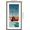 image:imageKate and Laurel Framed Wall Art Print Bison Chilling by the Pool in California by Michael Schauer 22 x 42 Florence Medium Brown Frame Coastal Animals Beach Americana Art for Wall Decor42L x 22W