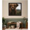 image:imageKate and Laurel Framed Wall Art Print Close Up of Scottish Highland Cattle Baby SQ by Michael Schauer 33 x 33 Svelte Noir Black Frame Rustic Farmhouse Animal Art for Wall DecorManhattan Black