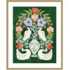 image:imageKate and Laurel Framed Wall Art Print Floral Folklore Ibises and Swan by Jill Labieniec 19 x 25 Stylish Black Narrow Frame Whimsical Animal Art for Wall DecorMila Dark Gold