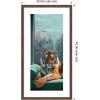 image:imageKate and Laurel Framed Wall Art Print Graceful Tiger in New York Panel by Michael Schauer 22 x 42 Florence Medium Brown Frame Modern Contemporary Animals Cityscapes Art for Wall Decor42L x 22W