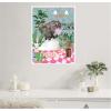 image:imageKate and Laurel Maximalist Bathroom Elephant Bubblegum Framed Canvas Wall Art by Honey Island Studio 18 x 24 Sylvie Beaded White Whimsical Animals Bathroom Flowers Art for Wall DecorWhite