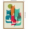 image:imageKate and Laurel Retro Cats Under The Moon Framed Canvas Wall Art by Rachel Lee 18 x 24 Sylvie Natural Whimsical Abstract Animals Art for Wall Decor Living Room Bedroom