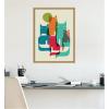 image:imageKate and Laurel Retro Cats Under The Moon Framed Canvas Wall Art by Rachel Lee 18 x 24 Sylvie Natural Whimsical Abstract Animals Art for Wall Decor Living Room Bedroom