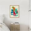 image:imageKate and Laurel Retro Cats Under The Moon Framed Canvas Wall Art by Rachel Lee 18 x 24 Sylvie Natural Whimsical Abstract Animals Art for Wall Decor Living Room Bedroom