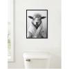 image:imageKate and Laurel Sheep Bathroom Art Towel Robe Black and White Framed Canvas Wall Art by The Creative Bunch Studio 18 x 24 Sylvie Beaded Black Whimsical Animals Humor Art for Wall Decor Living Room