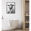 image:imageKate and Laurel Sheep Bathroom Art Towel Robe Black and White Framed Canvas Wall Art by The Creative Bunch Studio 18 x 24 Sylvie Beaded Black Whimsical Animals Humor Art for Wall Decor Living Room