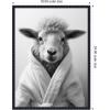 image:imageKate and Laurel Sheep Bathroom Art Towel Robe Black and White Framed Canvas Wall Art by The Creative Bunch Studio 18 x 24 Sylvie Beaded Black Whimsical Animals Humor Art for Wall Decor Living Room