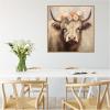 image:imageKate and Laurel Sylvie Adorable Floral Boho Highland Cow Framed Canvas Wall Art by The Creative Bunch Studio 30 x 30 Bronze Bohemian Boho Animals Flowers Nature Art for Wall Decor Living RoomBeaded Natural