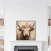 image:imageKate and Laurel Sylvie Adorable Floral Boho Highland Cow Framed Canvas Wall Art by The Creative Bunch Studio 30 x 30 Bronze Bohemian Boho Animals Flowers Nature Art for Wall Decor Living RoomGold