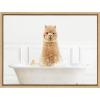 image:imageKate and Laurel Sylvie Alpaca In Bubble Bath Neutral Style Framed Canvas Wall Art by Amy Peterson Art Studio 18x24 White Minamlist Animal Art for Bathroom LaundryNatural