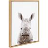 image:imageKate and Laurel Sylvie Animal Studio Baby Rhino Framed Canvas Wall Art by Amy Peterson Art Studio 18x24 Natural Modern Animal Portrait Art for WallNatural