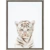 image:imageKate and Laurel Sylvie Animal Studio Baby White Tiger Framed Canvas Wall Art by Amy Peterson Art Studio 18x24 Natural Modern Jungle Animal Portrait Art for WallGray