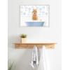 image:imageKate and Laurel Sylvie Baby Alpaca in Hydrangea Bubble Bath Framed Canvas Wall Art by Amy Peterson Art Studio 18x24 White Cute Animal Bathtub Art for Wall