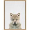 image:imageKate and Laurel Sylvie Baby Wolf Color Illustration Framed Canvas Wall Art by Simon Te of Tai Prints 18x24 Natural Adorable Animal Art Wall DcorNatural