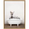 image:imageKate and Laurel Sylvie Baby Zebra in Rustic Bath Framed Canvas Wall Art by Amy Peterson Art Studio 18x24 Natural Modern Fun Decorative Bathtub Wall Art for Home DcorNatural