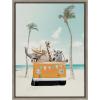 image:imageKate and Laurel Sylvie Beach Adventures Framed Canvas Wall Art by July Art Prints 18x24 Gray Colorful Beach Animal Wall Art DecorGray